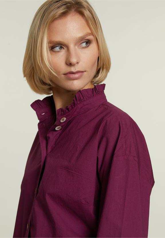 Paarse Blouse Met Rucheskraag - W