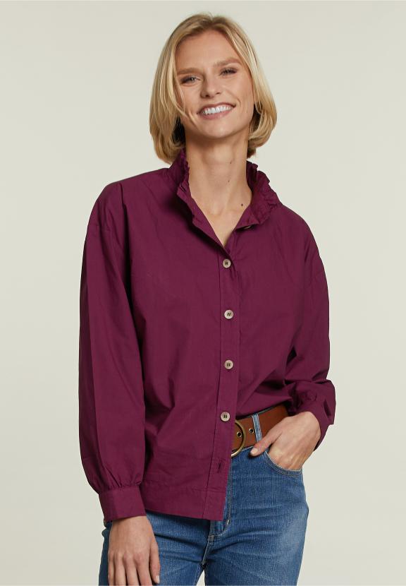 Paarse Blouse Met Rucheskraag - W