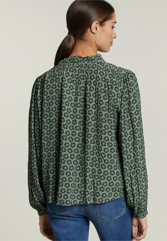 Multi-Fantasie Blouse Met Ballonmouwen - Bruin - W