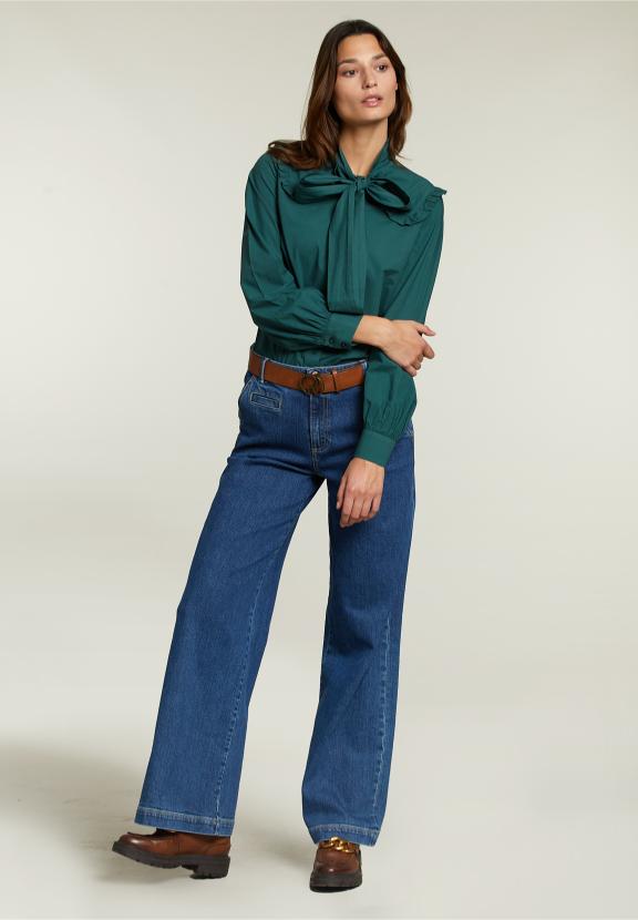 Blouse Verte Avec Nœud - W