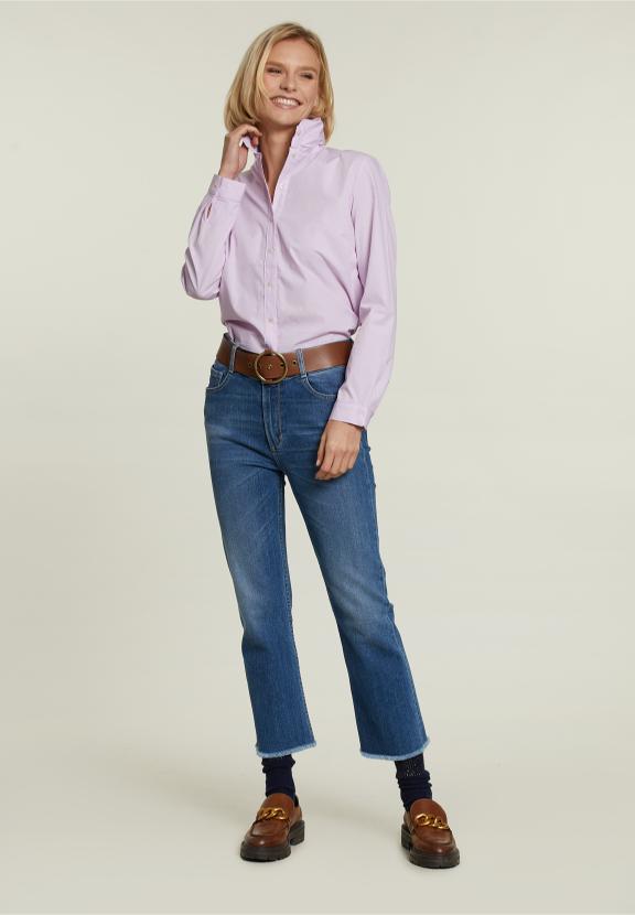 Pink Striped Mock Neck Blouse - Rose