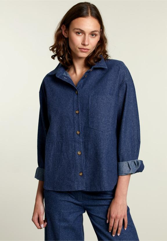 Blue Shirt Applied Pocket - Meervoudig