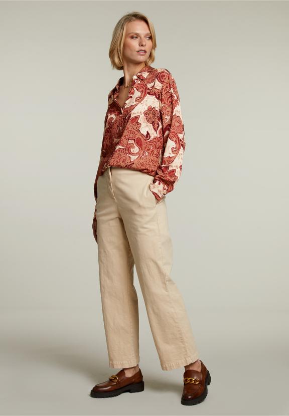 Rood/Beige Fantasieblouse - W