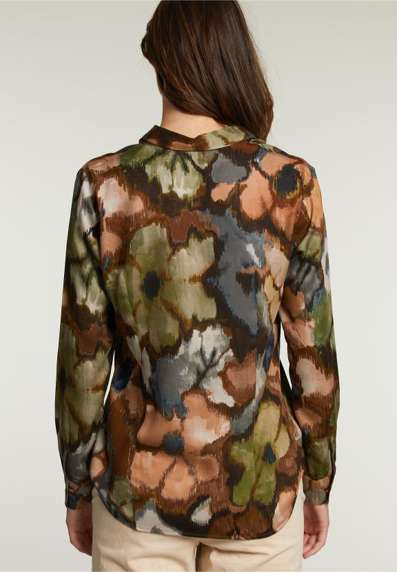 Khaki/Brown Fantasy Blouse With Buttons - Meervoudig