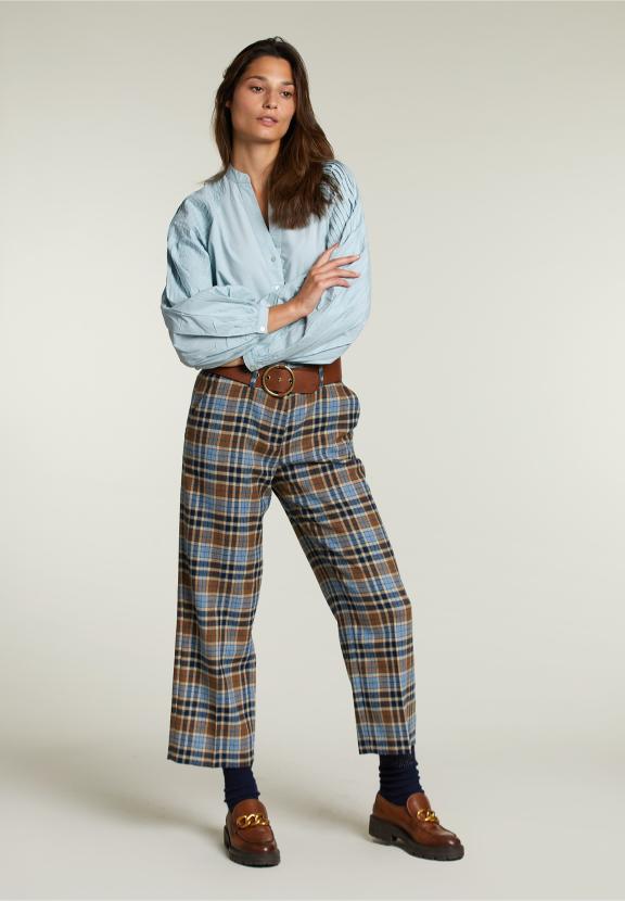 Blauwe Blouse Ballonmouwen - W