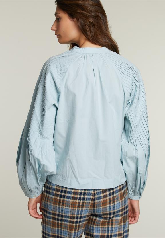 Blauwe Blouse Ballonmouwen - W