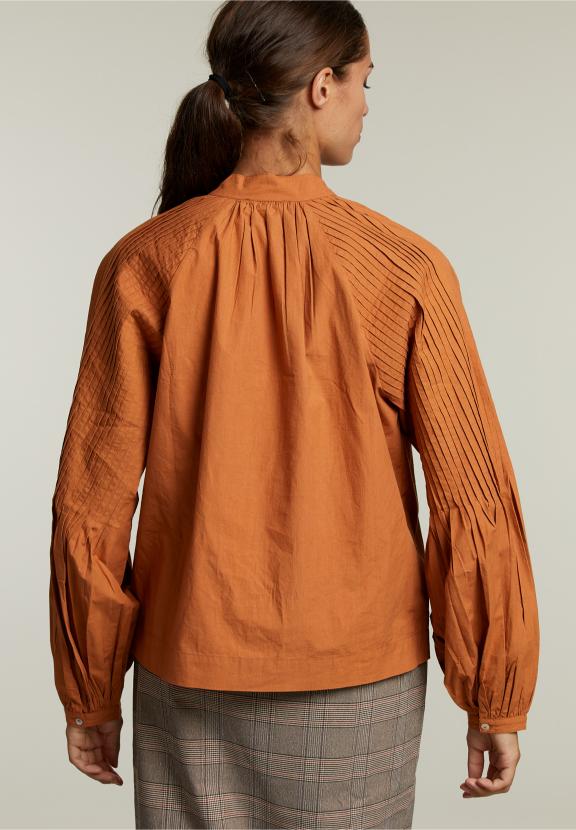 Brown Blouse Balloon Sleeves - Oranje