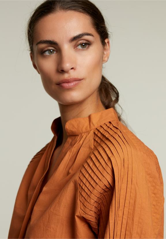Brown Blouse Balloon Sleeves - Oranje