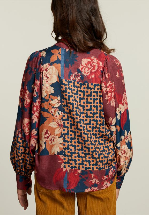 Multi Fantasy V-Neck Blouse - Rouge