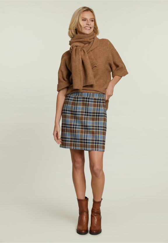 Beige Uni Trui Korte Mouwen - Bruin - W