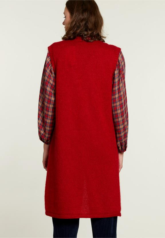 Red Sleeveless Cardigan - Rouge