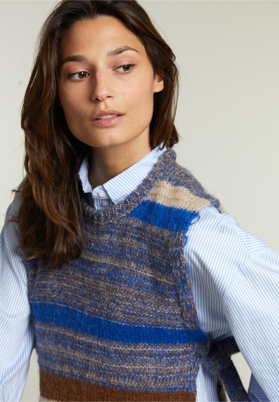 Multi Striped Crew Neck Spencer - Groen