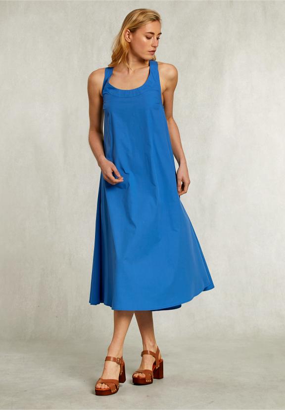 Blue Dress With Crossed Back - Blauw
