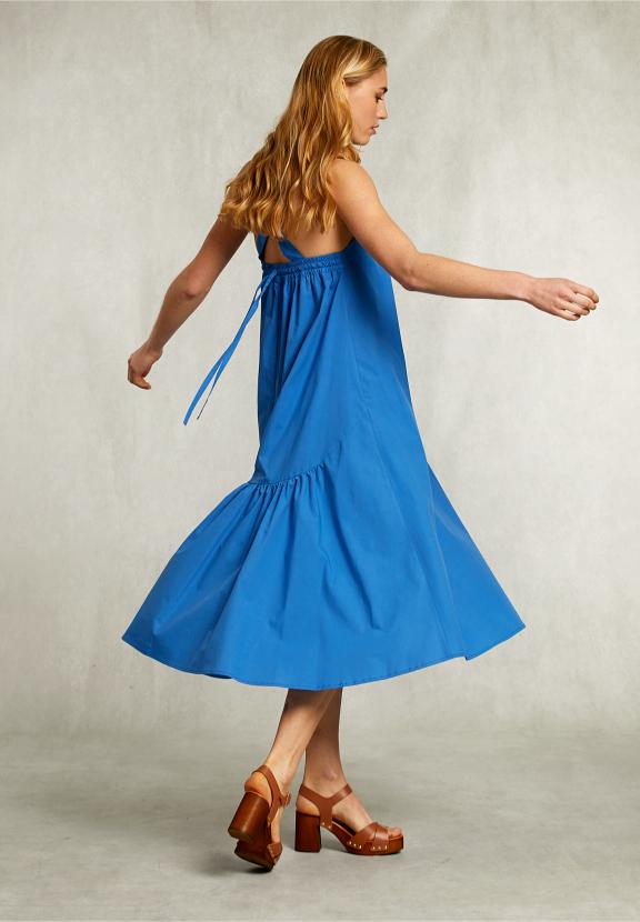 Blue Dress With Crossed Back - Bleu