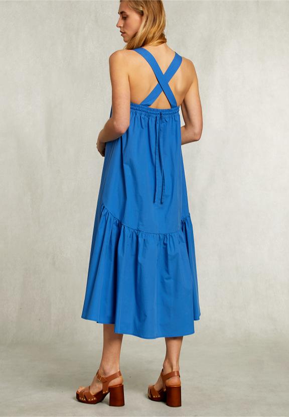 Blue Dress With Crossed Back - Bleu