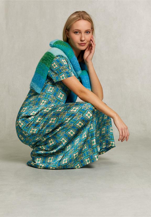 Multi Long Straight Fantasy Dress - Blauw