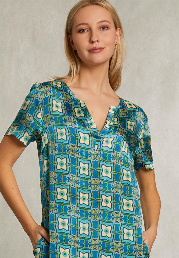 Multi Long Straight Fantasy Dress - Blauw