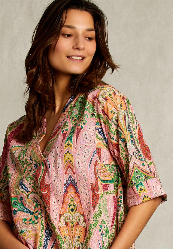 Multi Paisley V-Neck Dress - Multi - W