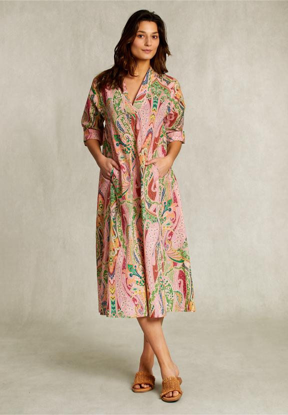 Multi Paisley V-Neck Dress - Multi - W