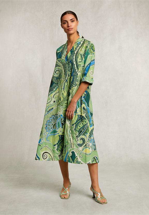 Blue/Green Fantasy V-Neck Dress - Groen