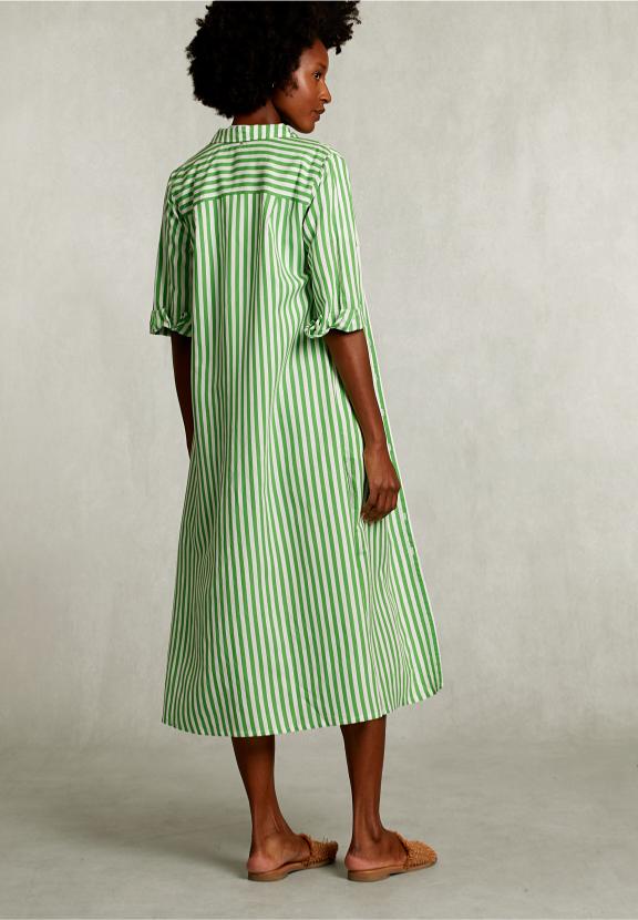 Green/White Long Striped Dress - Groen