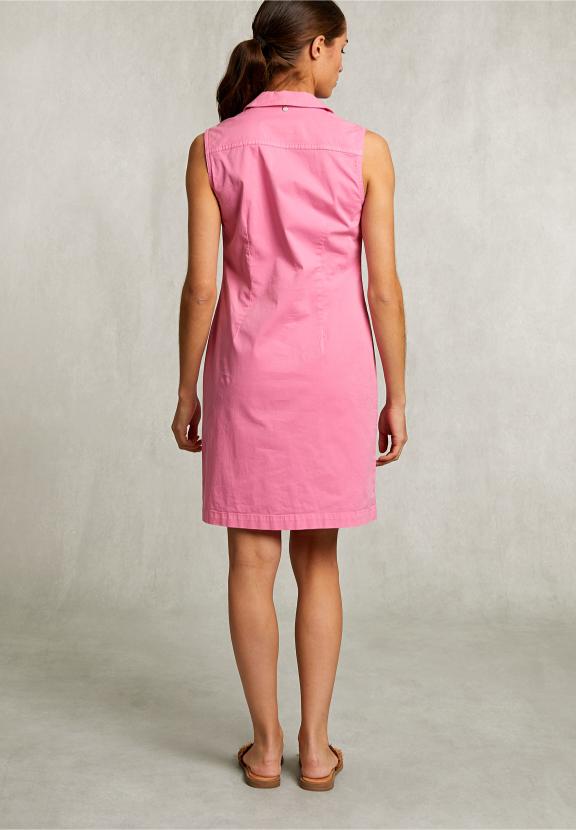 Pink Cotton Sleeveless V-Neck Dress - Roze
