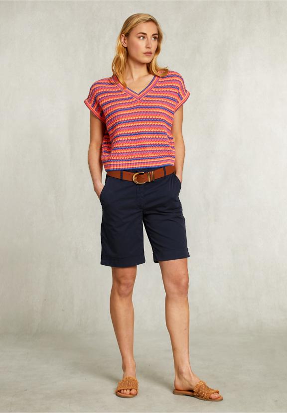 Navy Cotton Bermuda 2 Pockets - Blauw