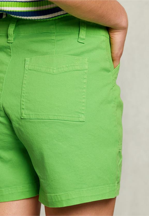 Green Cotton Short Applied Pockets - Groen