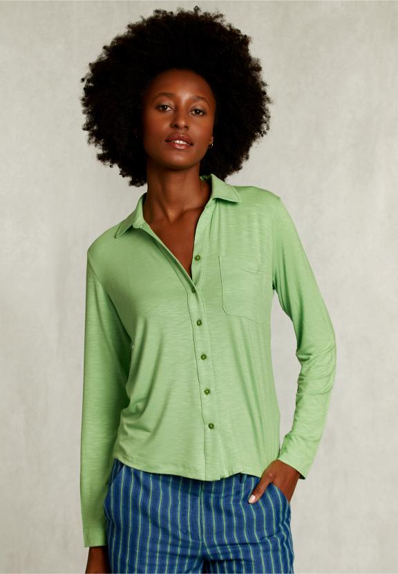 Green Viscose T-Shirt With Pocket - Groen