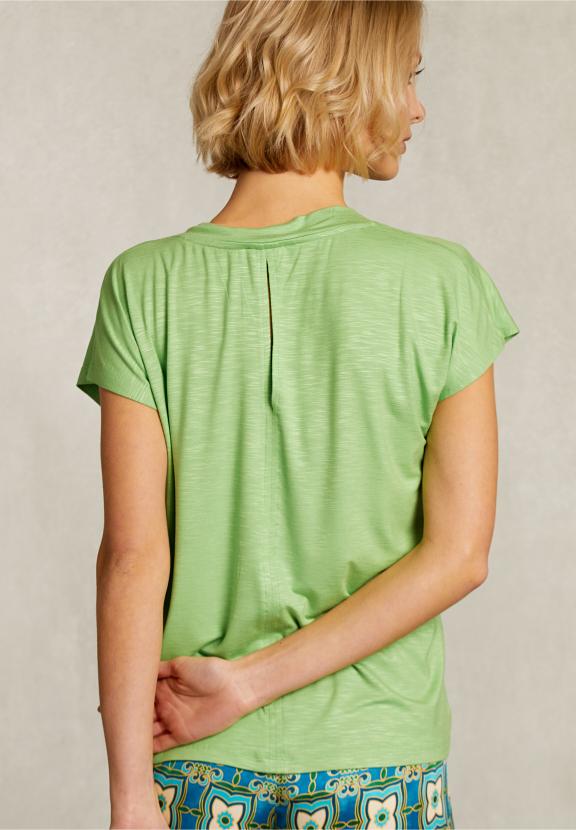 Green V-Neck T-Shirt Short Sleeves - Groen