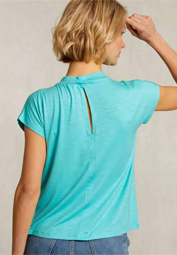 Turquoise V-Neck T-Shirt Short Sleeves - Groen