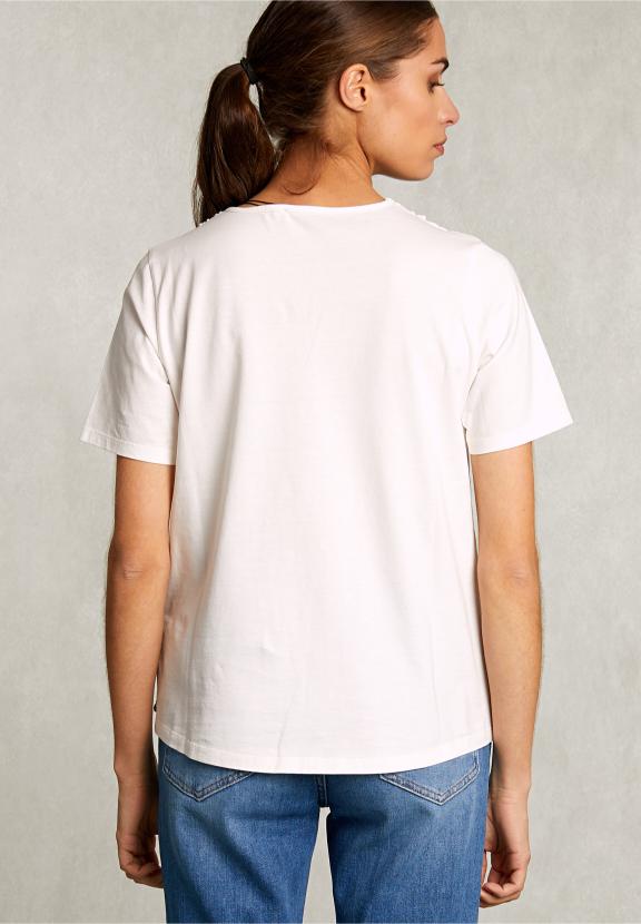 White V-Neck T-Shirt Short Sleeves - Wit