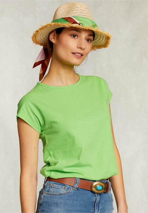 Green Cotton Sleeveless T-Shirt - Groen