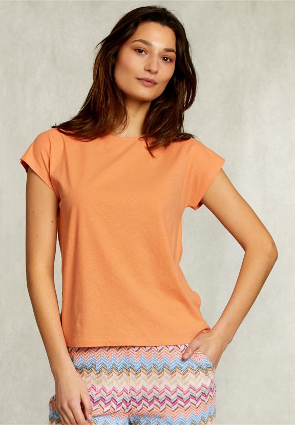 Orange Cotton Sleeveless T-Shirt - Orange