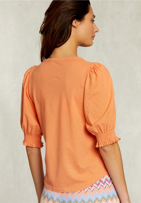 Orange T-Shirt 3/4 Sleeves With Smock - Oranje
