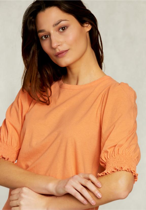 Orange T-Shirt 3/4 Sleeves With Smock - Oranje