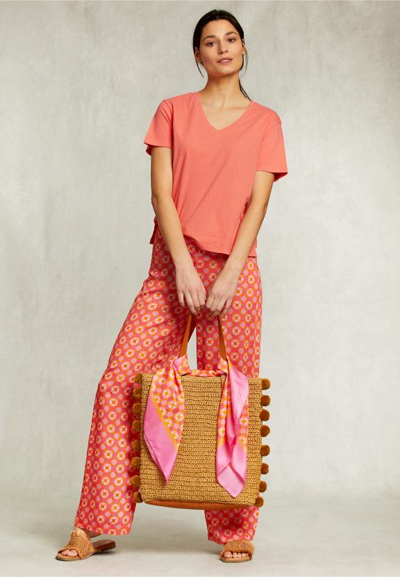 Red Basic V-Neck T-Shirt - Oranje