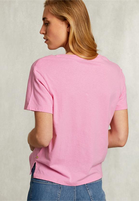 Pink Basic V-Neck T-Shirt - Roze