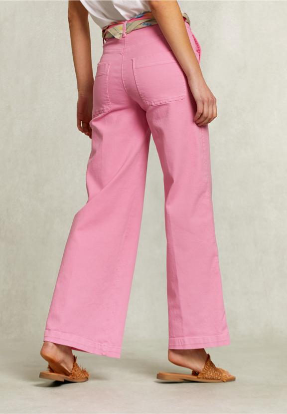 Pink Cotton High Waist Pants - Rose