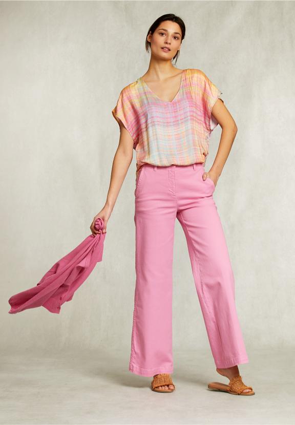 Pink Cotton High Waist Pants - Rose