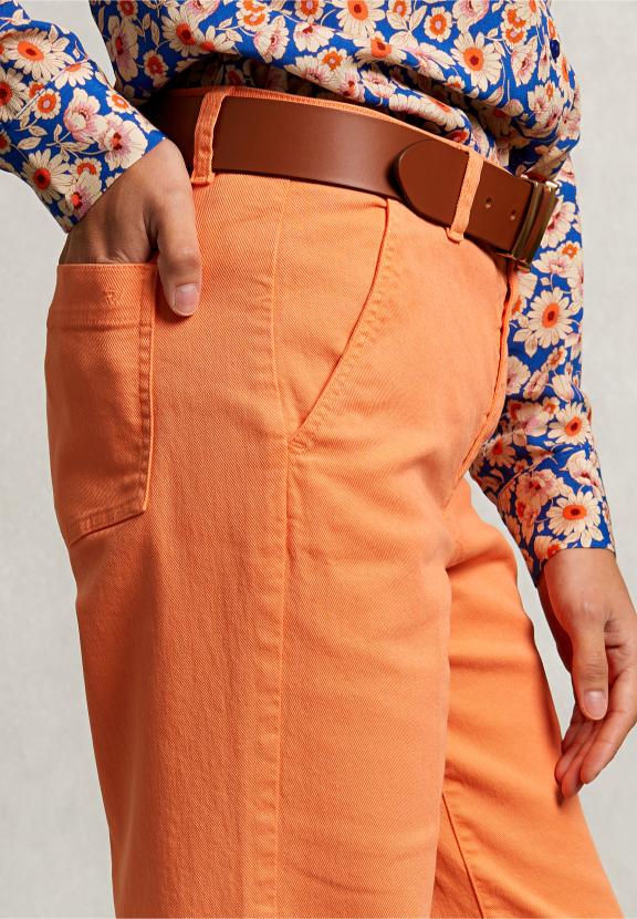 Orange Wide Cotton Pants - Oranje