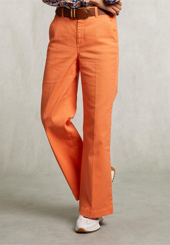 Orange Wide Cotton Pants - Orange