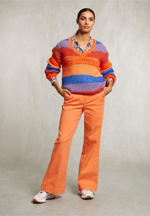 Orange Wide Cotton Pants - Oranje