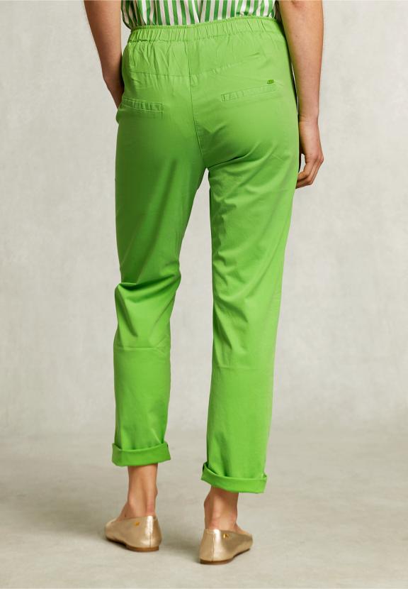 Green Cotton Pants Elastic Waist - Groen