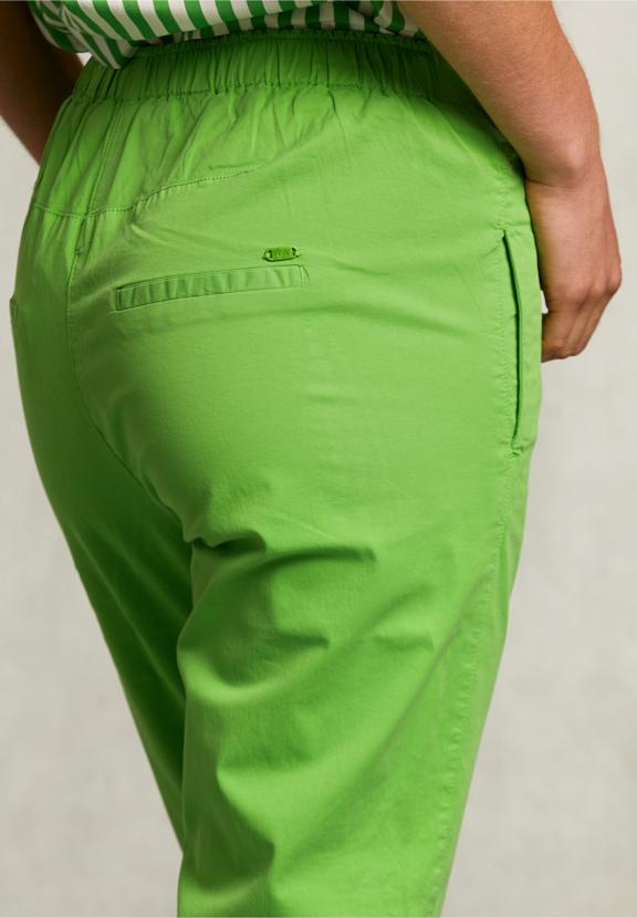 Green Cotton Pants Elastic Waist - Groen