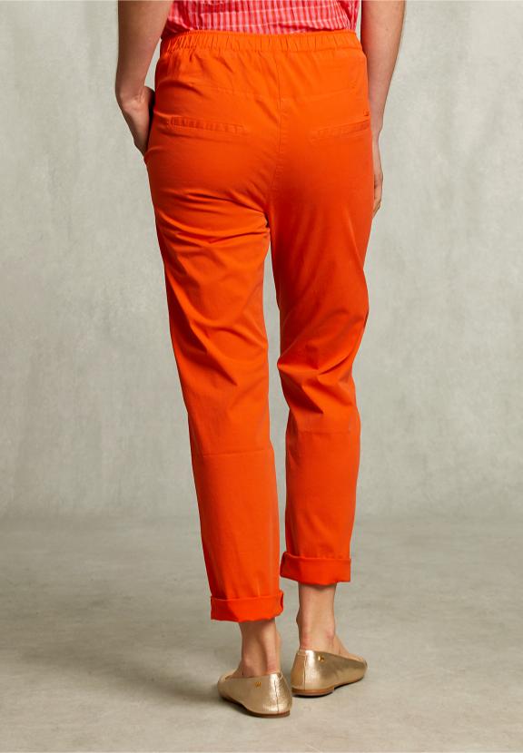 Orange Cotton Pants Elastic Waist - Orange