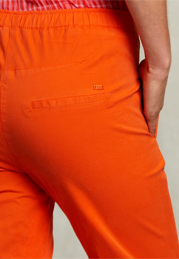 Orange Cotton Pants Elastic Waist - Oranje