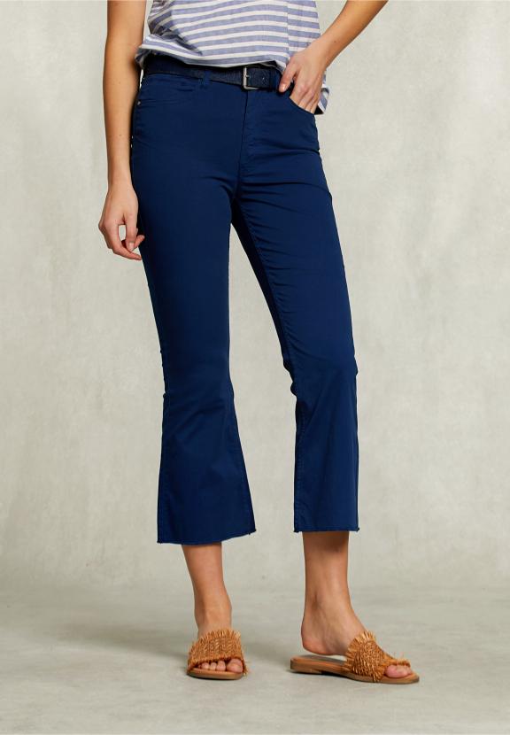 Blue Cropped Flare Pants - Blauw