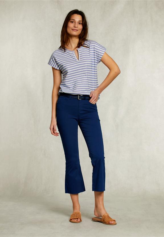 Blue Cropped Flare Pants - Blauw