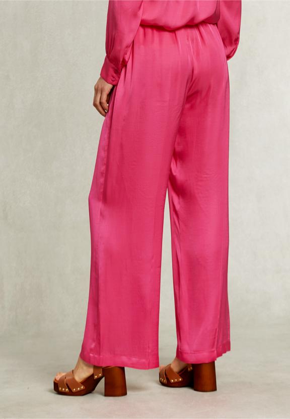 Fushia Loose Pants Elastic Waist - Roze